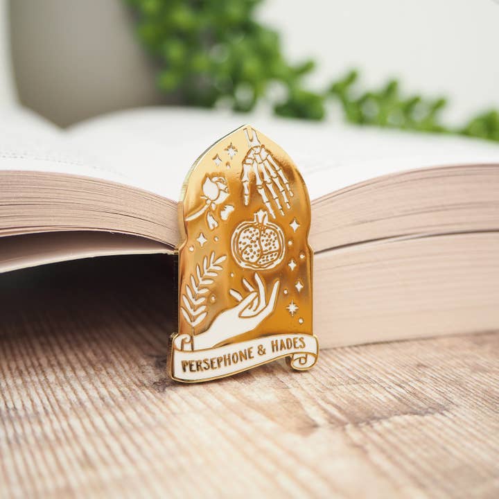 Persephone and Hades Enamel Gold Pin Badge - Greek Mythology Collection
