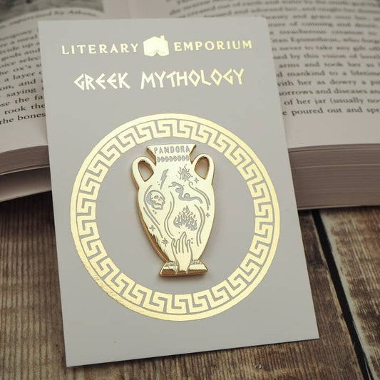 Pandora's Jar Enamel Gold Pin Badge - Greek Mythology Collection
