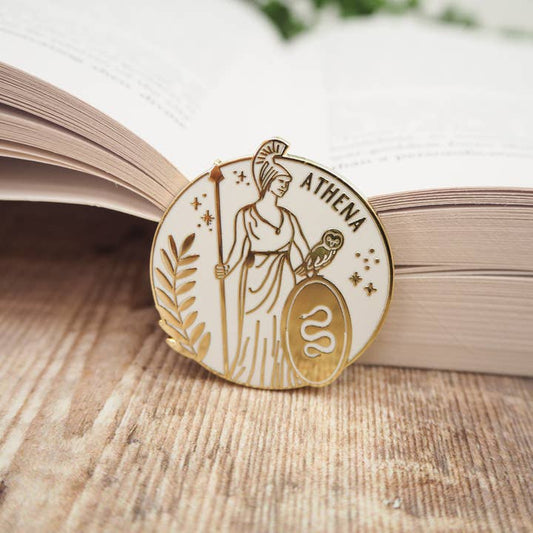 Athena Enamel Gold Pin Badge - Greek Mythology Collection