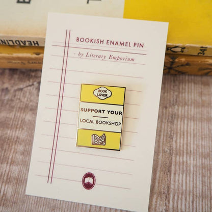 'support Your Local Bookshop' Book Lover Enamel Pin Badge / Κονκάρδα 'Στηρίζω το Βιβλιοπωλείο μου' - Diavazo Greek Books