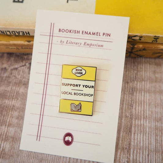 'support Your Local Bookshop' Book Lover Enamel Pin Badge / Κονκάρδα 'Στηρίζω το Βιβλιοπωλείο μου' - Diavazo Greek Books
