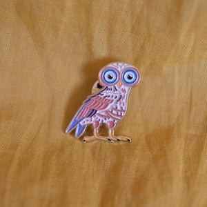 Unique Soft - Enamel Owl Pin, Inspired by Ancient Greece / Κονκάρδα Κουκουβάγια Θεάς Αθηνάς - Diavazo Greek Books
