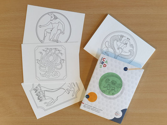 Colouring Cards – Hybrids of Myth (Trilingual - English/French/Greek) - Diavazo Greek Books