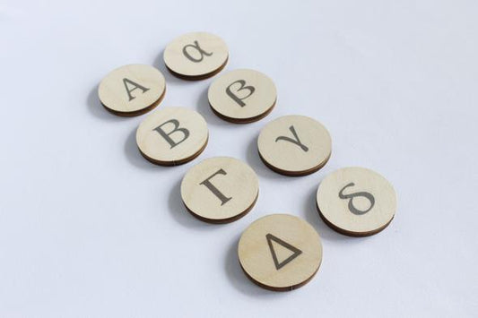 Wooden Alphabet Discs (Greek) - Clever Little Koalas