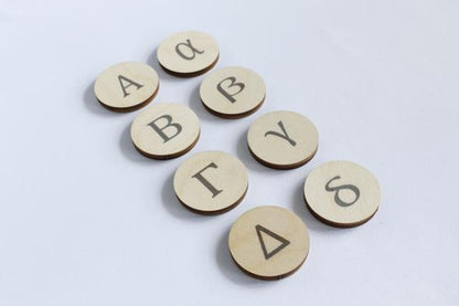 Wooden Alphabet Discs (Greek) - Clever Little Koalas - Diavazo Greek Books