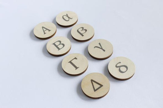 Wooden Alphabet Discs (Greek) - Clever Little Koalas - Diavazo Greek Books