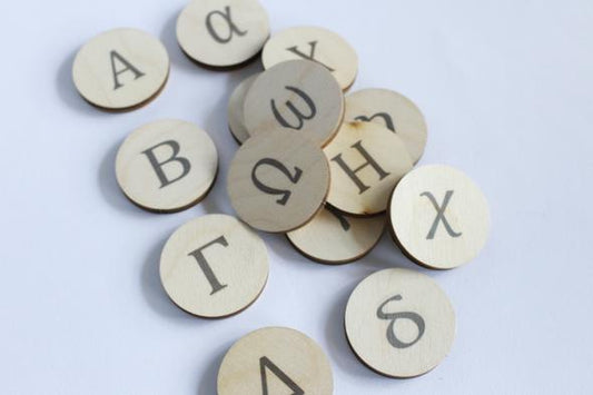 Wooden Alphabet Discs (Greek) - Clever Little Koalas - Diavazo Greek Books