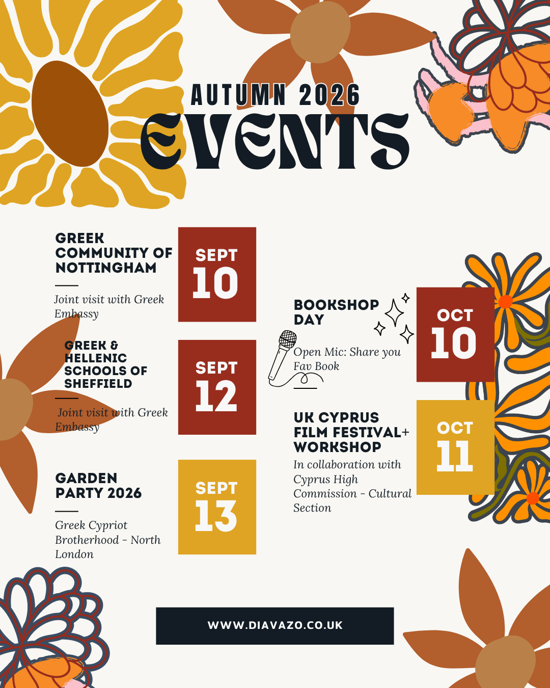 Autumn Events ROUNDUP with Diavazo